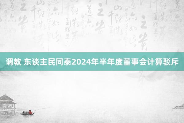 调教 东谈主民同泰2024年半年度董事会计算驳斥